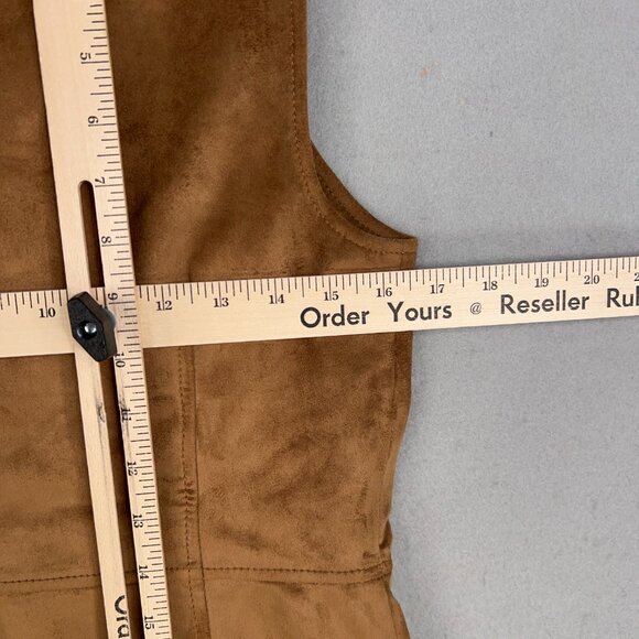 Talbots Dress Womens 2 Tan Tobacco Faux Suede Button Front Academia Quiet Luxury - Picture 10 of 14